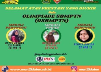 Olimpiade SBMPTN, Tiga Siswi MAN 2 Klaten Raih Medali