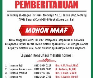 PPKM Darurat, Kemenag Klaten Tiadakan Pelayanan Tatap Muka