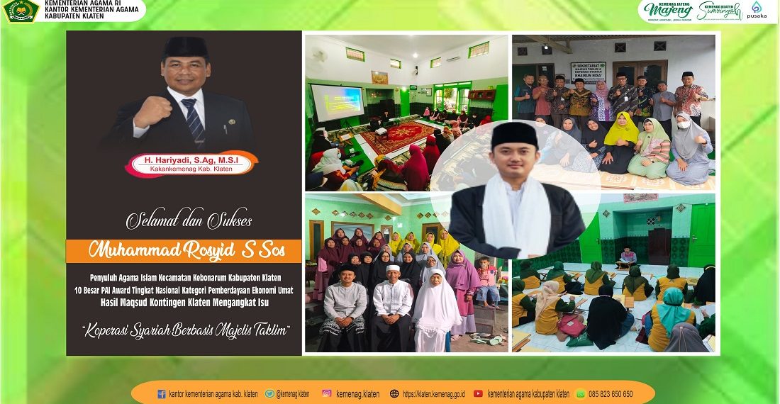 PAI Klaten Muhammad Rosyid Tembus 10 Besar Ajang Bergengsi PAI Award 2023 Nasional