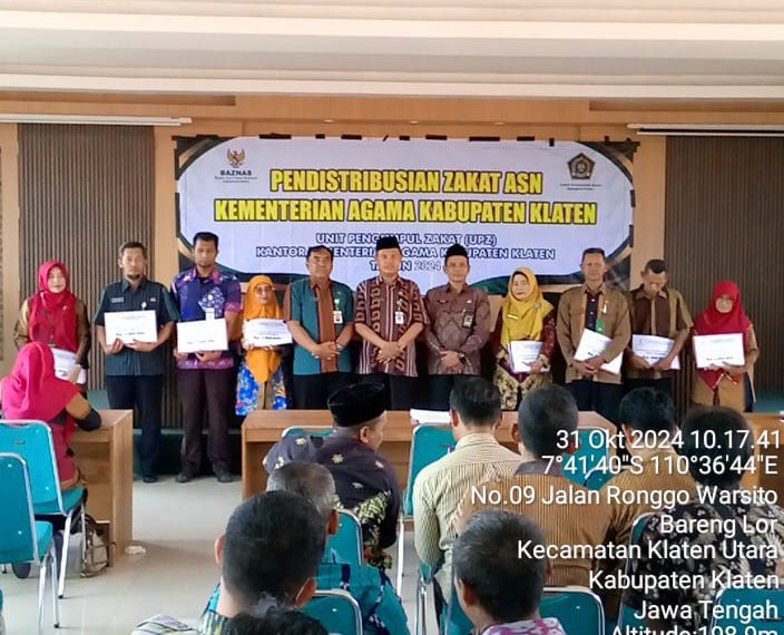 Pendistribusian Zakat ASN Kankemenag Kabupaten Klaten
